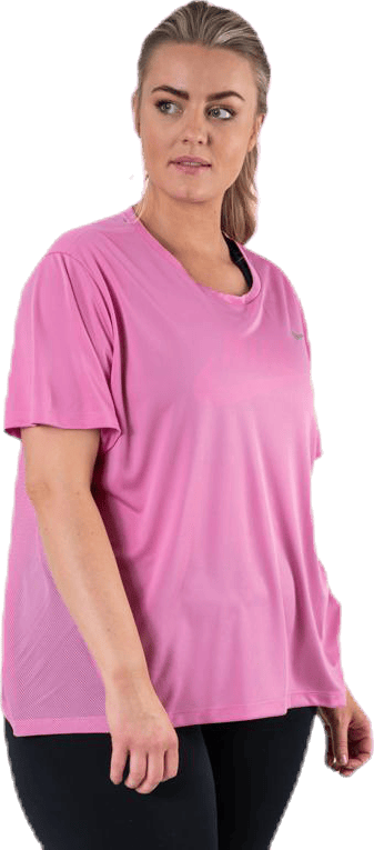 Dry Miler Top SS Plus Pink, Female, Kläder, T-shirt, Löpning, Rosa, XXXL