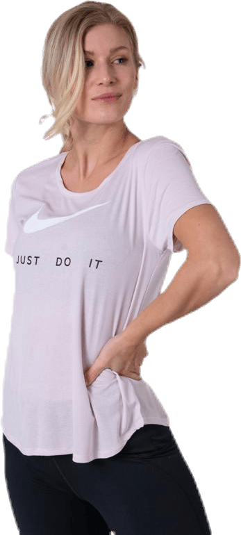 Top SS Swoosh Run Pink/White