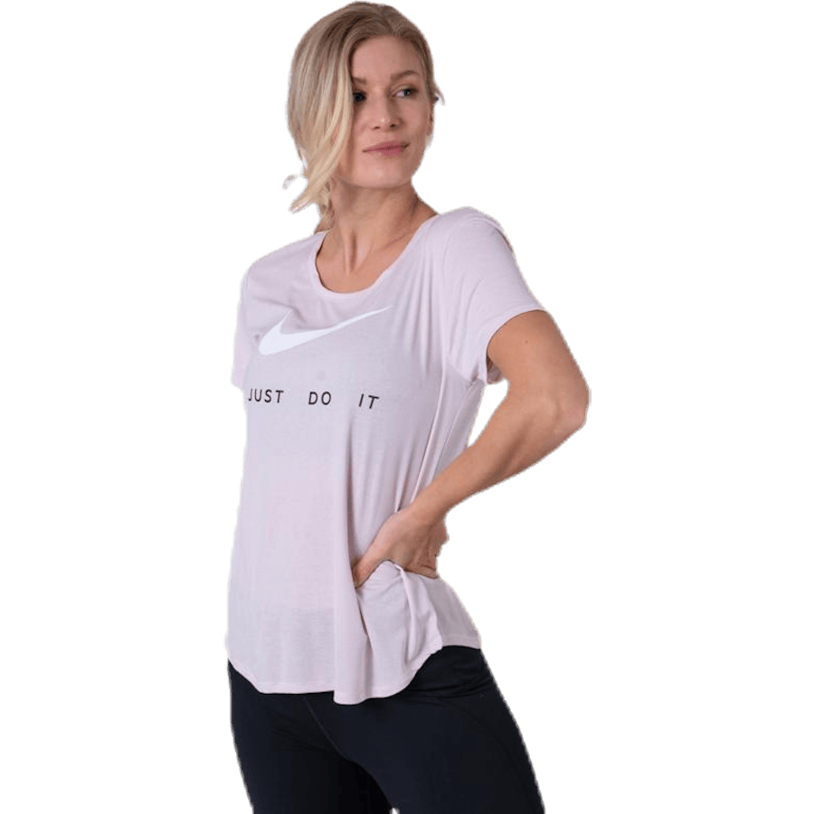 Top SS Swoosh Run Pink/White