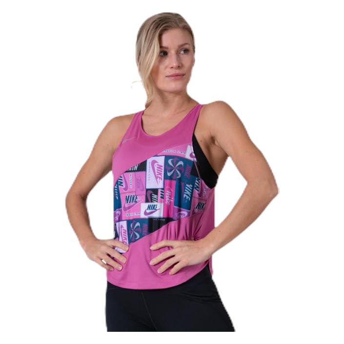 Icon Clash Singlet Pink, Female, Vêtements, Tops, Courses, Rose, M