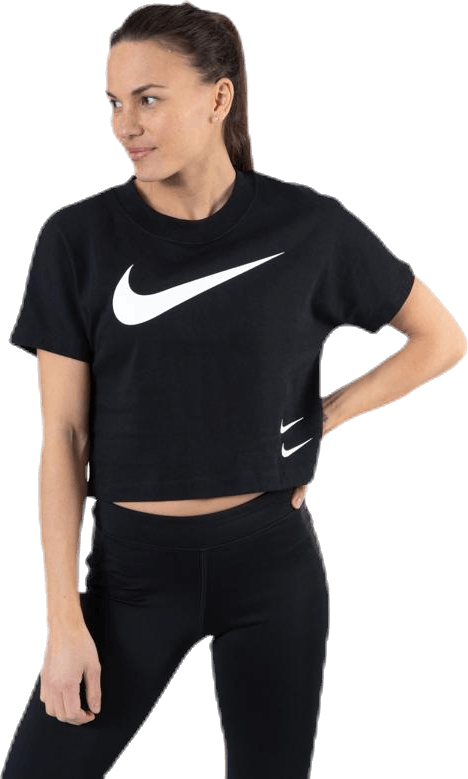 Nsw Swoosh Top Ss White/Black, Female, Apparels, T-shirt, Black, XL