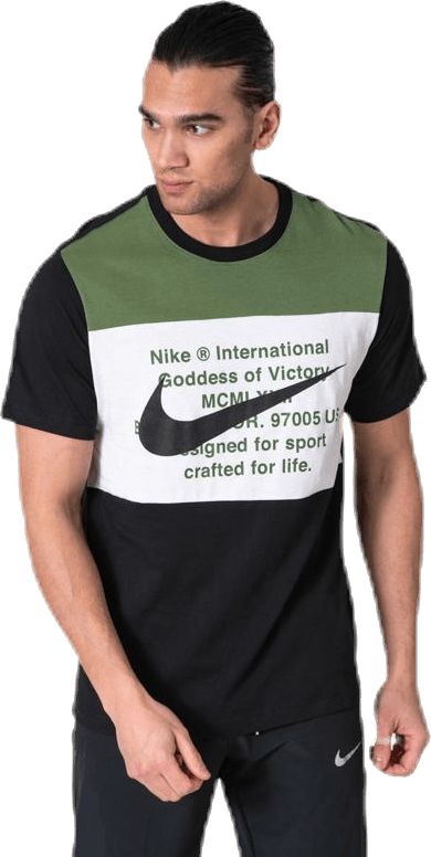 Nsw Swoosh Tee Ss Green/Black, Male, Vêtements, T-shirt, Multicolore, XXL