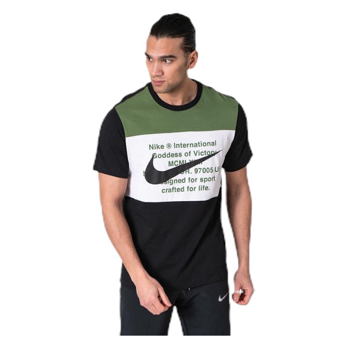 Nsw Swoosh Tee Ss Green/Black, Male, Kläder, T-shirt, Flerfärgad, XXL