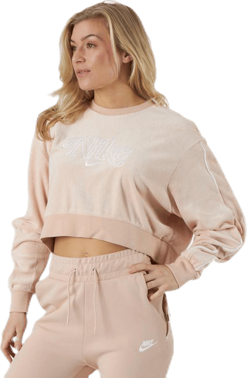 Nsw Retro Femme Crew Terry Beige, Female, Apparels, Shirts, Pink, L