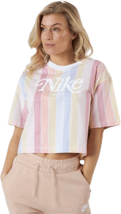 Nsw Retro Femme Top Ss Aop White, Female, Apparels, T-shirt, White, L