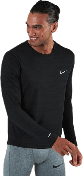 Dri-FIT Miler Top LS Black/Silver, Male, Odevy, Košele, Beží, Čierna, XXL