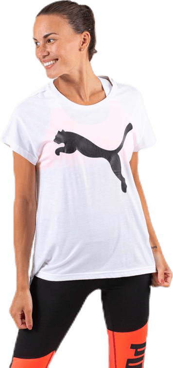 Active Logo Tee White/Black, Female, Apparels, T-shirt, Workout, White, M