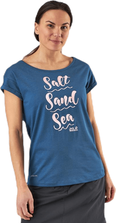 Salt Sand Sea Tee Blue, Female, Kläder, T-shirt, Blå, S