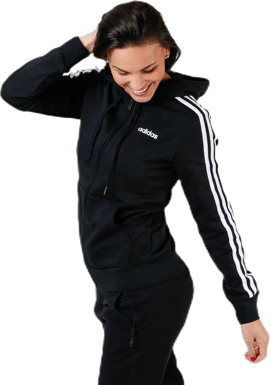 Essentials 3S Full Zip Hoodie Black / White - Bild 3