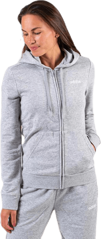 Essential Plain Full Zip Hood Grey, Female, Apparels, Shirts, Grey, XS