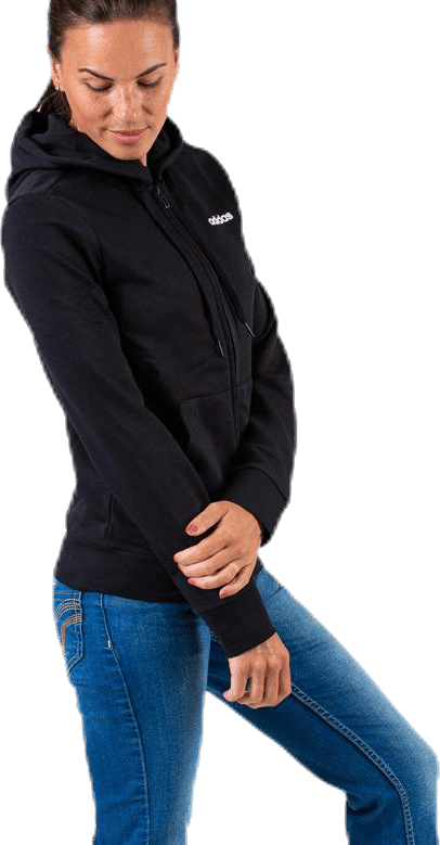 Essentials Solid Full Zip Hoodie Black / White