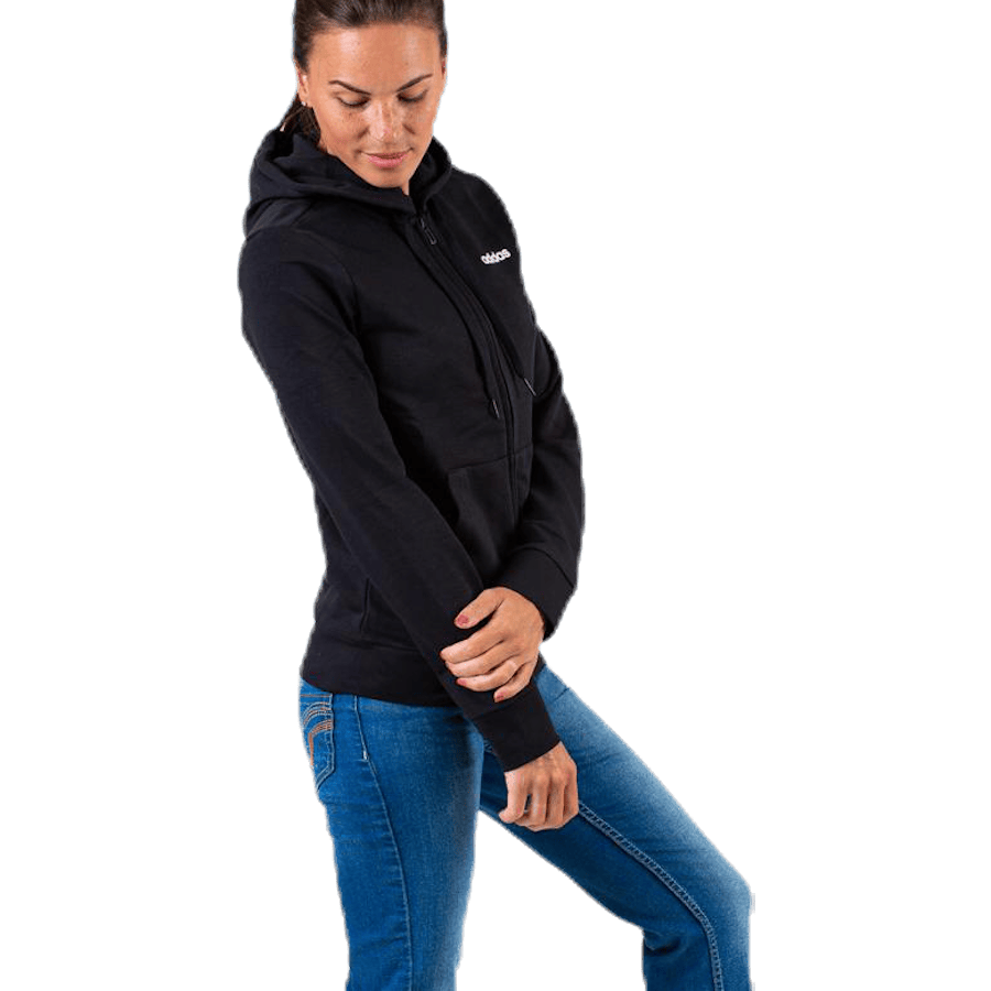 Essentials Solid Full Zip Hoodie Black / White