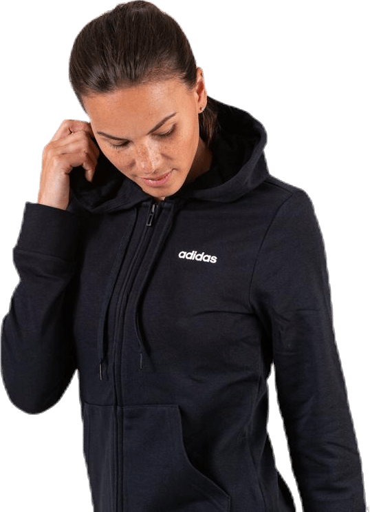 Essentials Solid Full Zip Hoodie Black / White - Bild 4