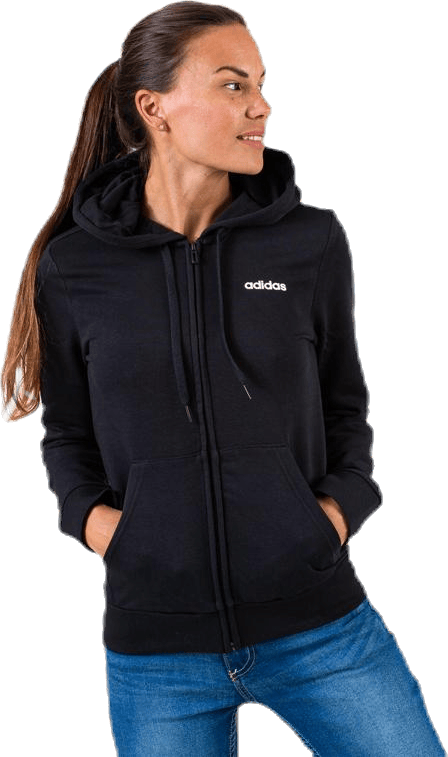 Essentials Solid Full Zip Hoodie Black / White - Bild 5