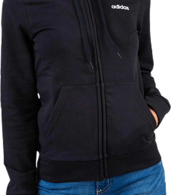 Essentials Solid Full Zip Hoodie Black / White - Bild 6