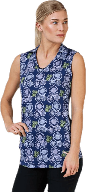 Blossom Sleeveless Polo Blue/Patterned