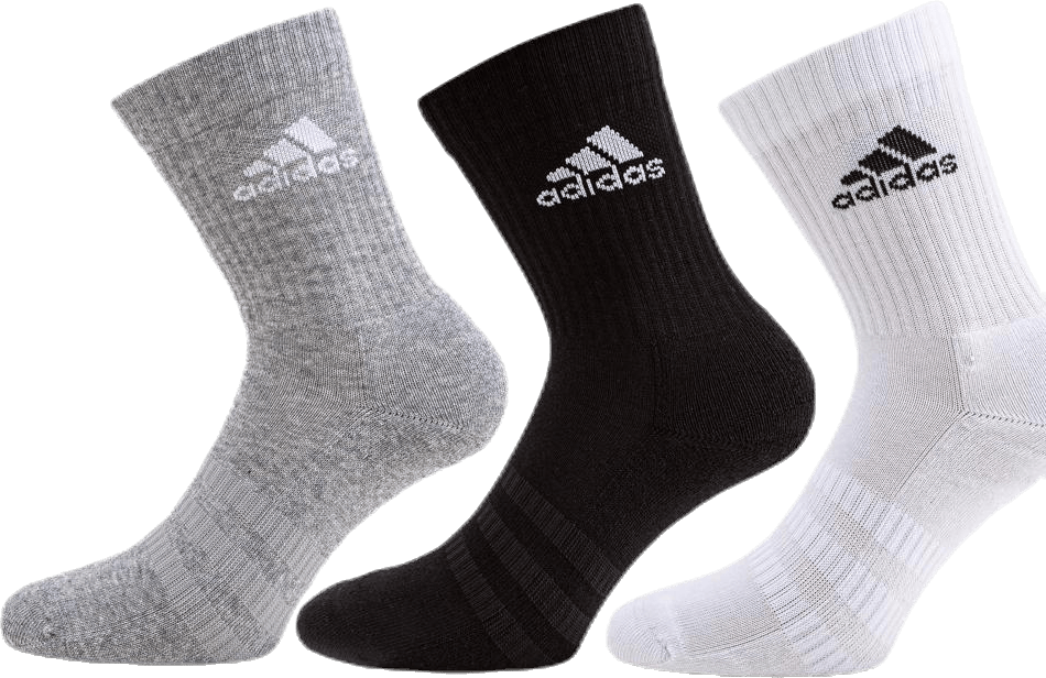Cush Crw 3Pp Medium Grey Heather / White / Black / White, Unisex, Kläder, Strumpor, livsstil, Svart, 43-45