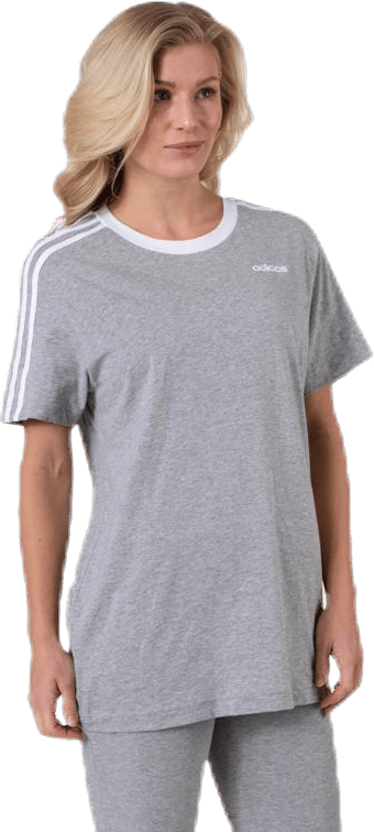 3 Stripes Essential Boyfriend Tee Medium Grey Heather, Female, Apparels, T-shirt, Grey, XS