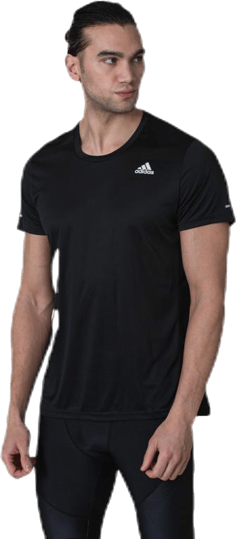 Adidas Run It Tee Pb 3 Stripes Men Black, Male, Apparels, T-shirt, Running, Black, L