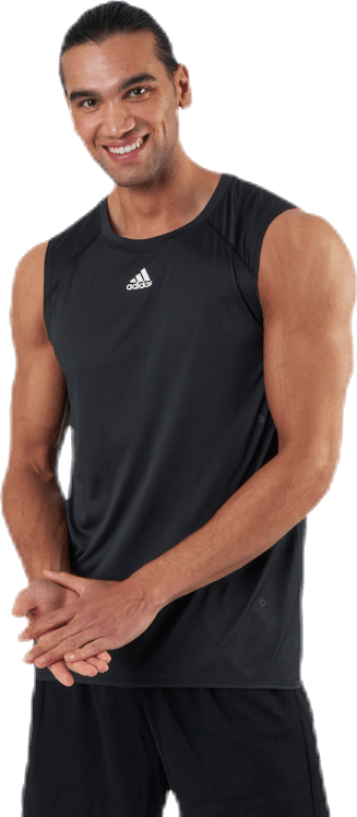 Heat Ready SLVS Black, Male, Apparels, Tops, Running, Black, S