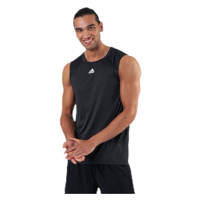 Heat Ready SLVS Black, Male, Apparels, Tops, Running, Black, M