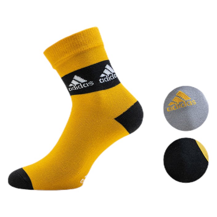 3-Pack Crew Socks Black/Grey/Yellow, Unisex, Odzież, Skarpety, Żółty, 40-42