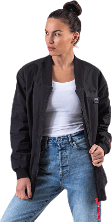 Adriana Lima Long Bomber Jacket Black - Bild 4