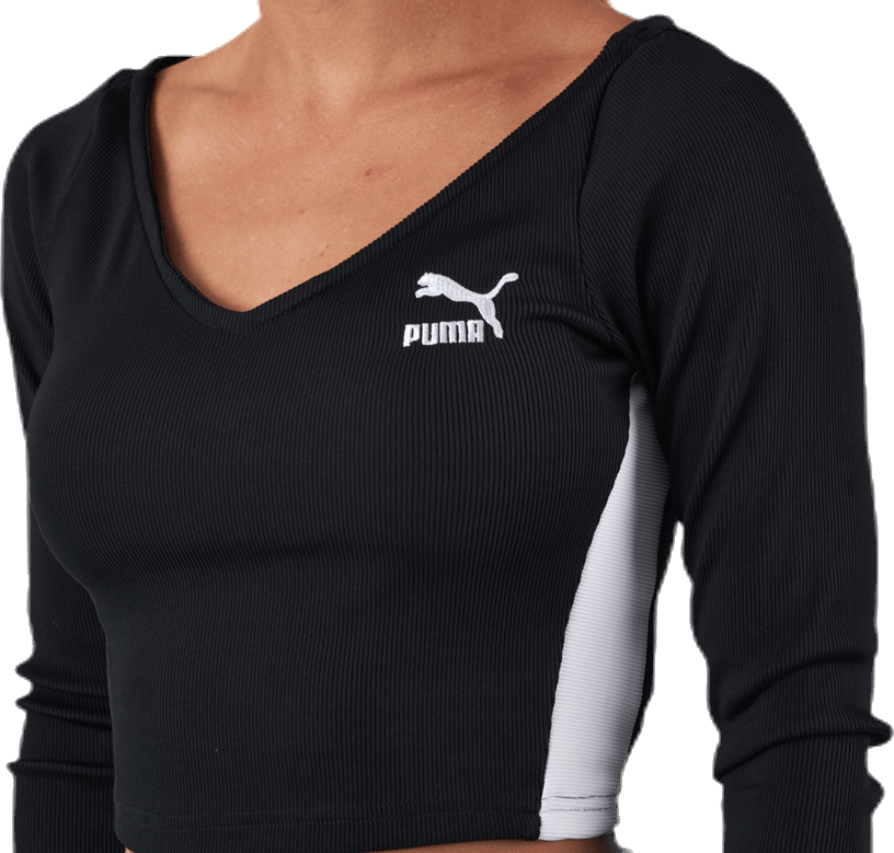 Classics Ribbed Longsleeve Cropped Top Black - Bild 4