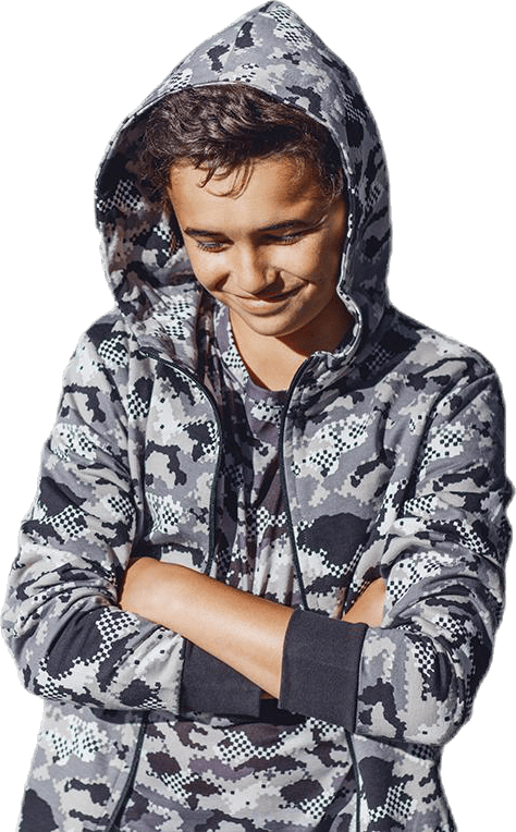 Jr Charles Zip Hoodie Patterned, Unisex, Apparels, Shirts, Workout, Patterned, 146/152