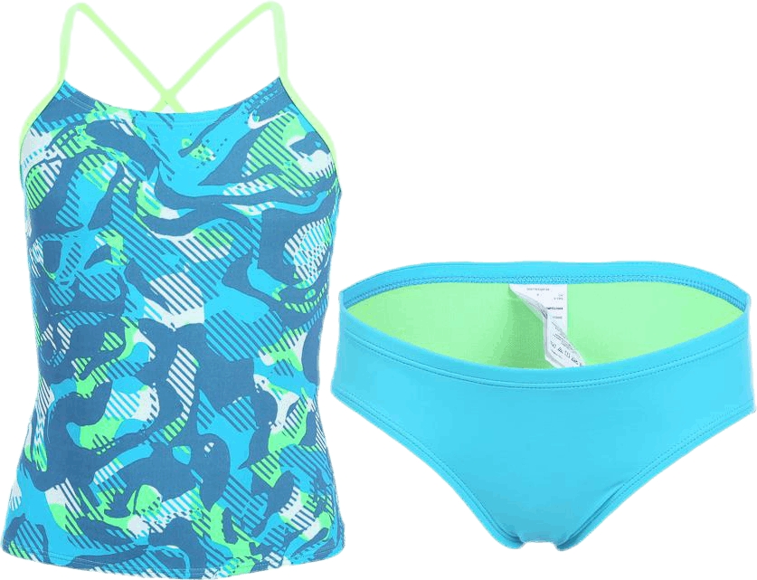 Floral Camo Crossback Tankini Turquoise, Unisex, Kleding, Zwemkleding, Blauw, 8