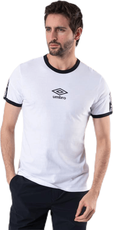 Ringer Taped Logo Tee White
