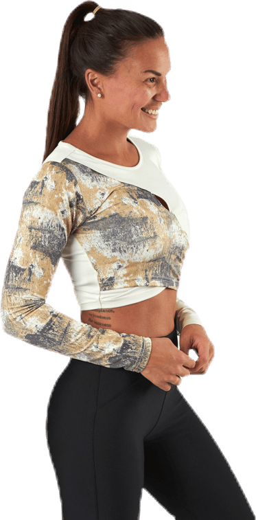 Lotus Cropped LS T-shirt  White/Grey - Bild 2