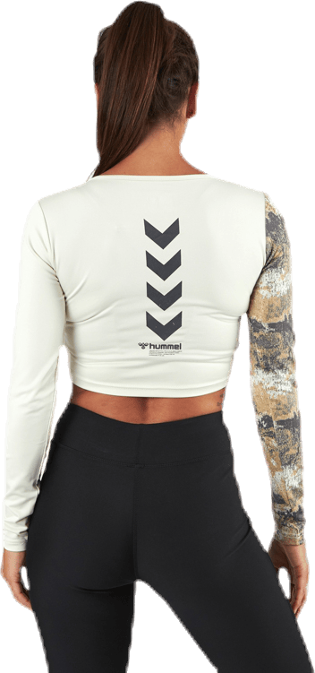 Lotus Cropped LS T-shirt  White/Grey - Bild 3