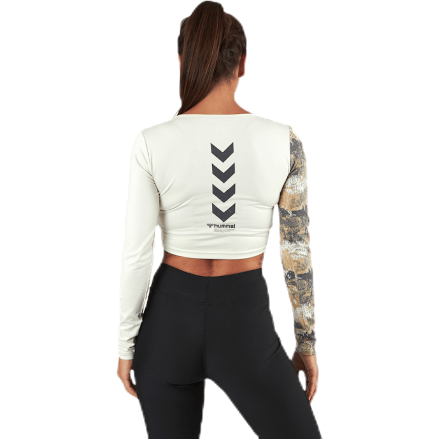 Lotus Cropped LS T-shirt White/Grey - Bild 3