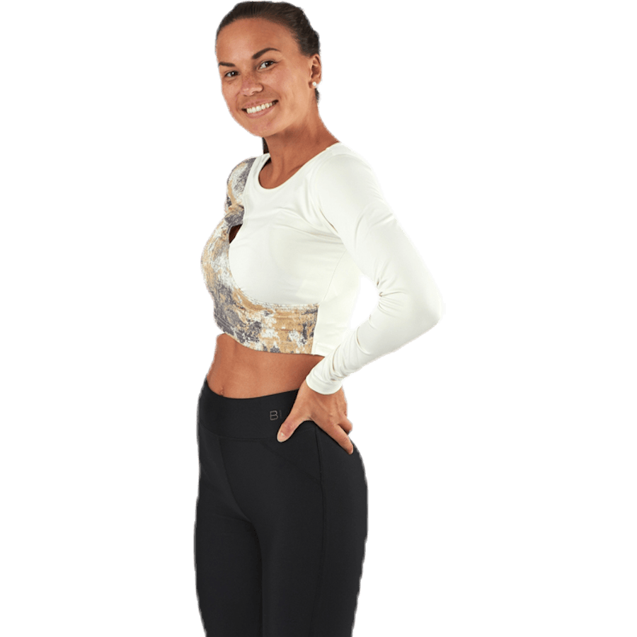 Lotus Cropped LS T-shirt White/Grey - Bild 4