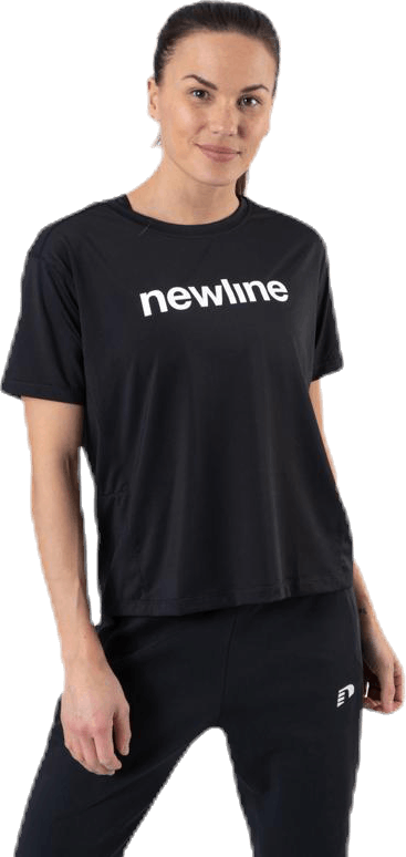 Cropped Tee Black, Female, Apparels, T-shirt, Running, Black, S