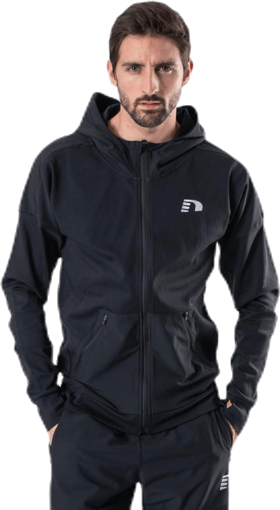 Zip Thru Hoodie Black, Male, Apparels, Shirts, Running, Black, XXL