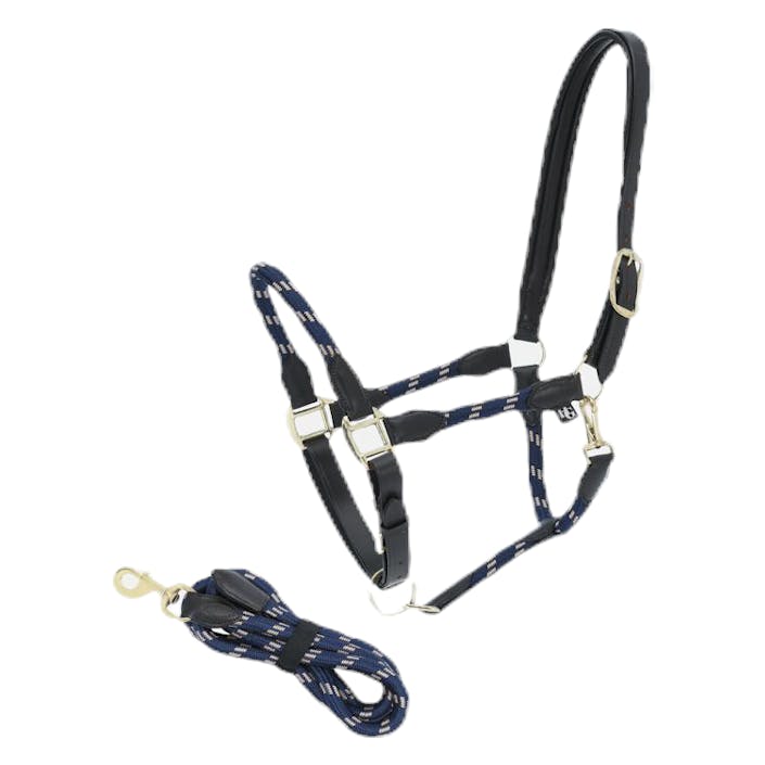Round Leather Halter & Leadrope Blue, Unisex, Equipment, equestrian, Equestrian sports, Blue, Cob