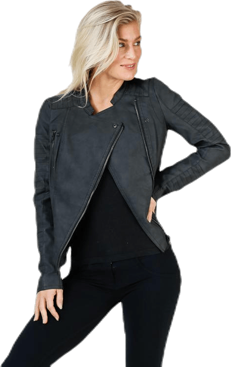Ava Faux Leather Biker Otw Black - Bild 2