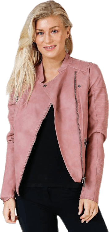 Ava Faux Leather Biker Otw Pink, Female, Apparels, jackets, Pink, 40