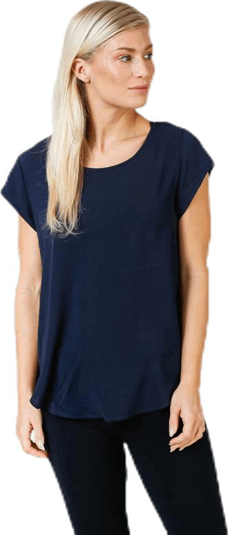 Vic S/S Solid Top Blue, Female, Kleding, T-shirt, Blauw, 38