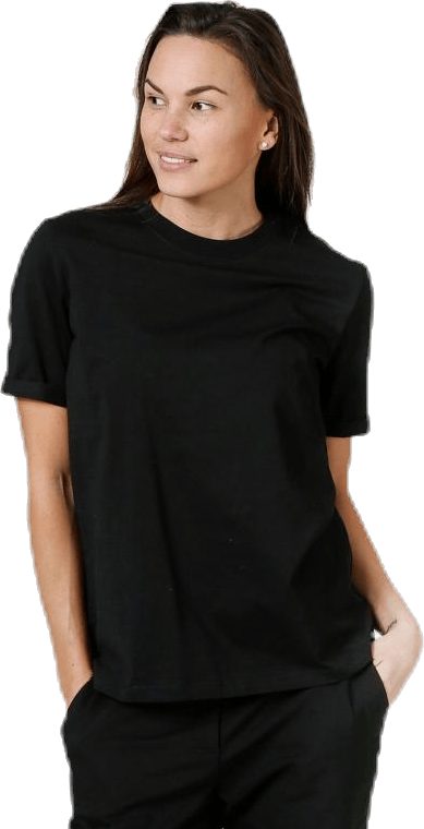 Ria Ss Fold Up Solid Tee Black