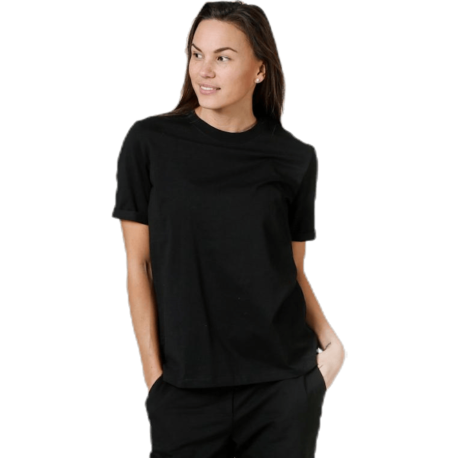 Ria Ss Fold Up Solid Tee Black