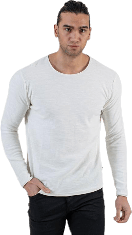 Slub Knit Crew Neck Sts White