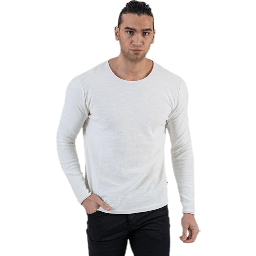 Slub Knit Crew Neck Sts White