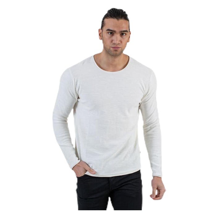Slub Knit Crew Neck Sts White, Male, Apparels, Shirts, White, XL