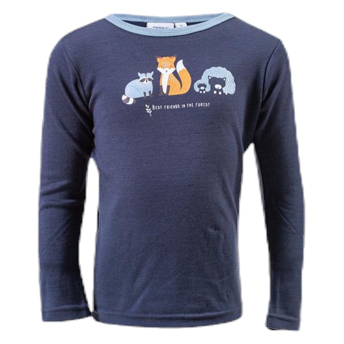 Willit Wool Ls Top Xix Blue, Unisex, Kläder, basskikt, Blå, 110