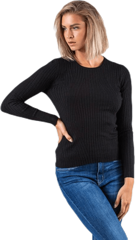 Natalia L/S Rib Pullover Knt Black