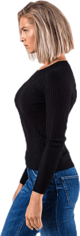 Natalia L/S Rib Pullover Knt Black - Bild 3