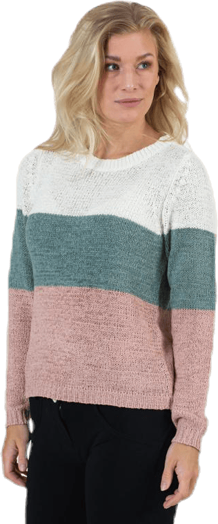 Geena L/S Block Pullover Knt White